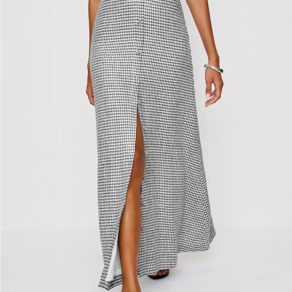Reformation Andi linen Gingham Maxi Skirt